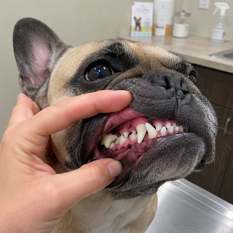 Dog's teeth after a dental cleaning