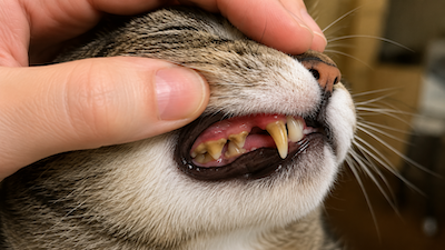 Dog's teeth before a dental cleaning